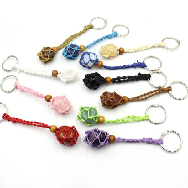 Tom Stenholder Nøglering Krystal Healing Stone Net Nøglering Red