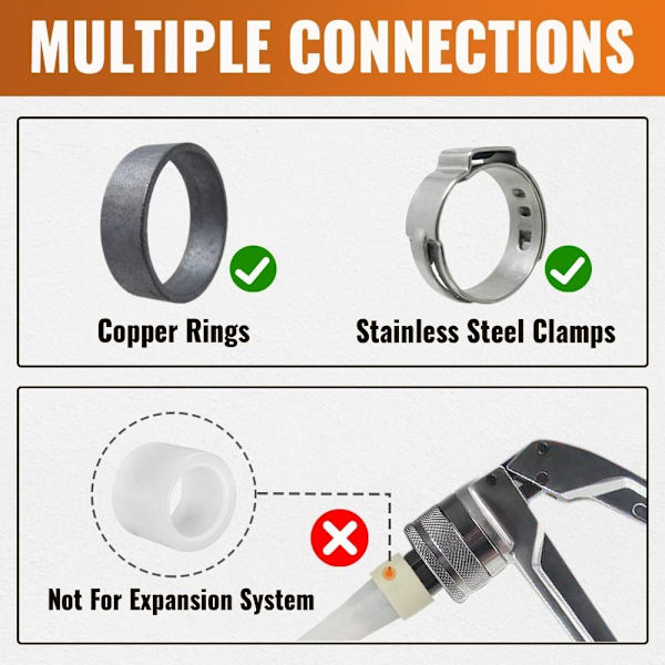 12 pakke PEX Fittings Kopling Connector Crimp Fittings
