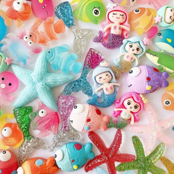 100 kpl Ocean Animals Charms Mixed Animal Series Resin Charms