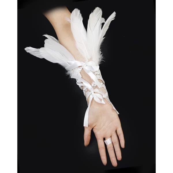 Lange fjerhandsker Gothic Mesh-ærmer vanter