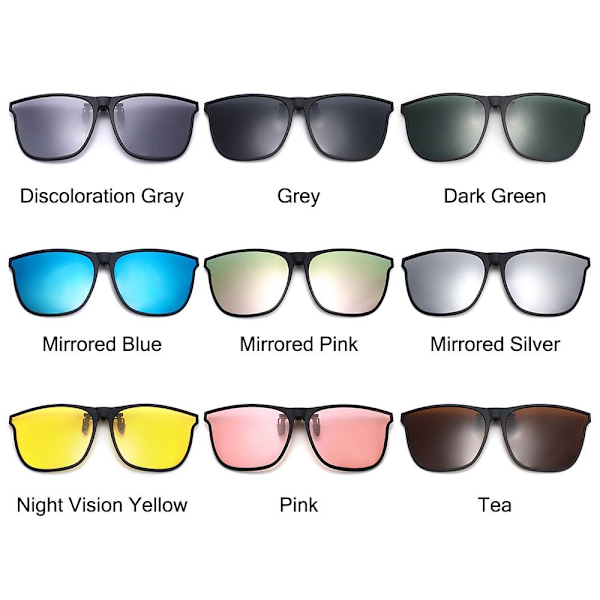 Polarisert Clip On Solbriller menns bilførerbrille SPEIL Mirrored Silver