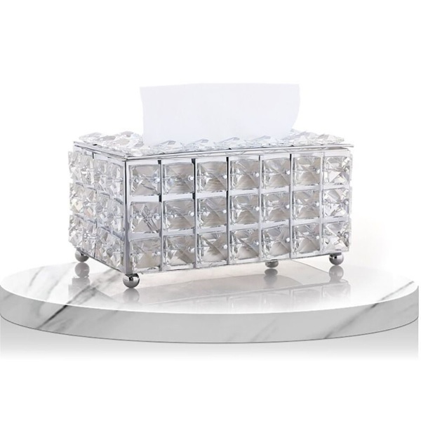 Crystal Tissue Box Cover Koristepaperilaatikko SILVER Silver