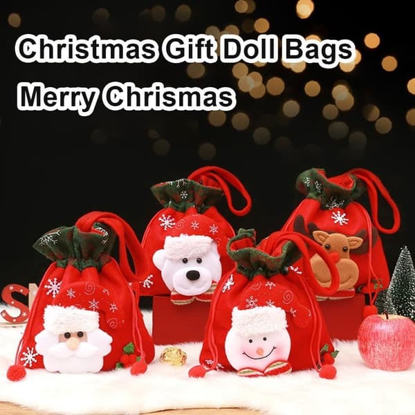 Julklappspåse med dragsko Julklappsdockapåse 3 3 3