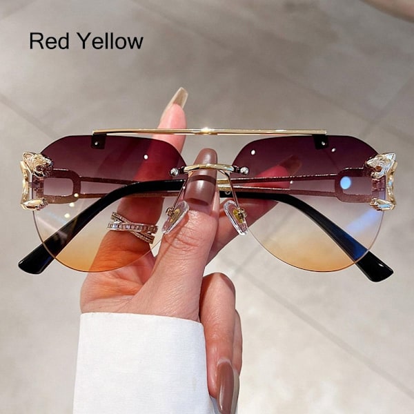 Cheetah Decor Solbriller Dobbelt Bridge Solbriller RØD GUL Red Yellow