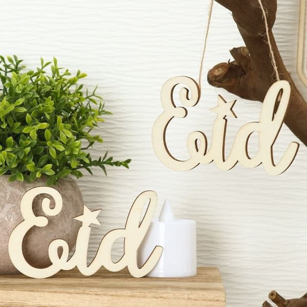 10 st Eid al-Fitr Trähängsmycken Måne Stjärna Träplatta E E