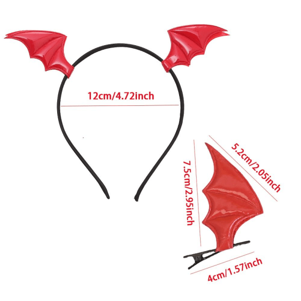 Flaggermus pannebånd Hårklemmesett RØD 1 RØD 1 red 1