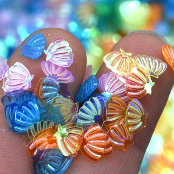 100g/Pack Iridescent Shining Shell Shell Paljetter MULTICOLOR-1 Multicolor-1