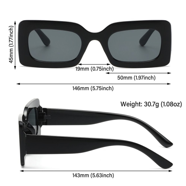 Rektangulære solbriller Y2K solbriller C17 C17 C17