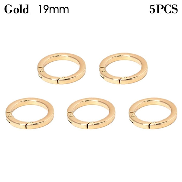 5 stk Spring O-Ring Spænder Karabinhagepunge Håndtasker GULD 19MM Gold 19mm