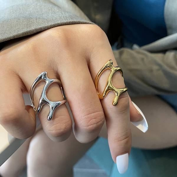 5stk Justerbare Ringe Hule Grene GULD gold