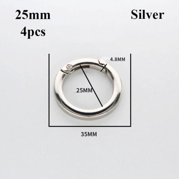 4st Fjäder O-Ringsspännen Karbinhake SILVER 25MM Silver 25mm