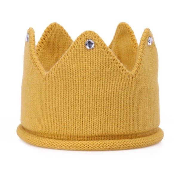 Crown Baby Hat Vastasyntynyt tyttö Poikahattu KELTAINEN DRILL PORA Yellow Drill-Drill