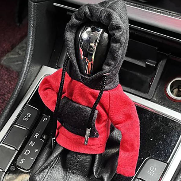 Huppari Auton Vaihteen cover Nuppi Huppari collegepaita MUSTA&PUNAINEN BLACK&RED