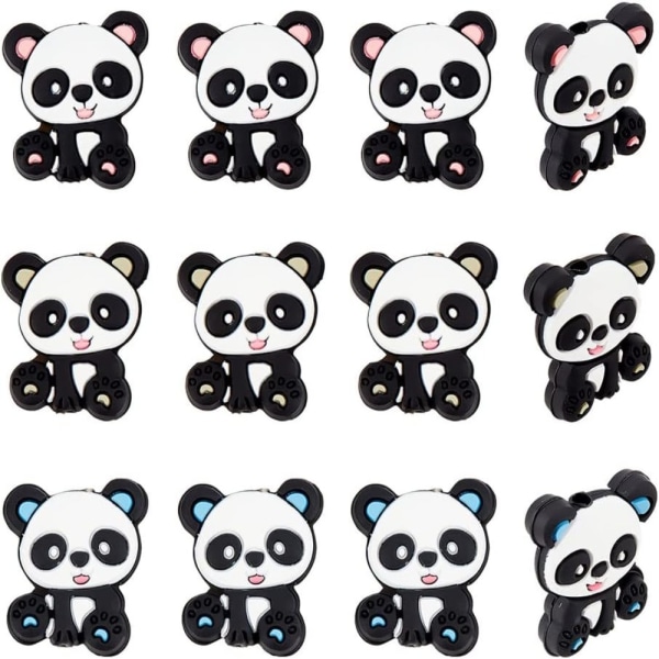 12st Panda silikonpärlor tecknade djurpärlor