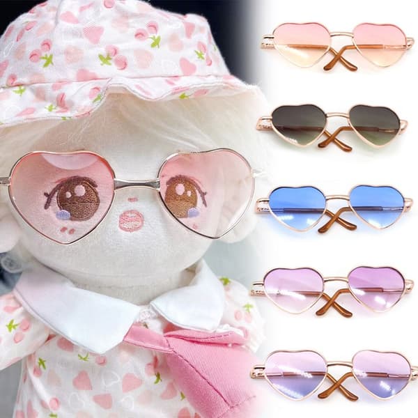 Cute Heart Frame Plush Doll Eyeglasses 2 2 2
