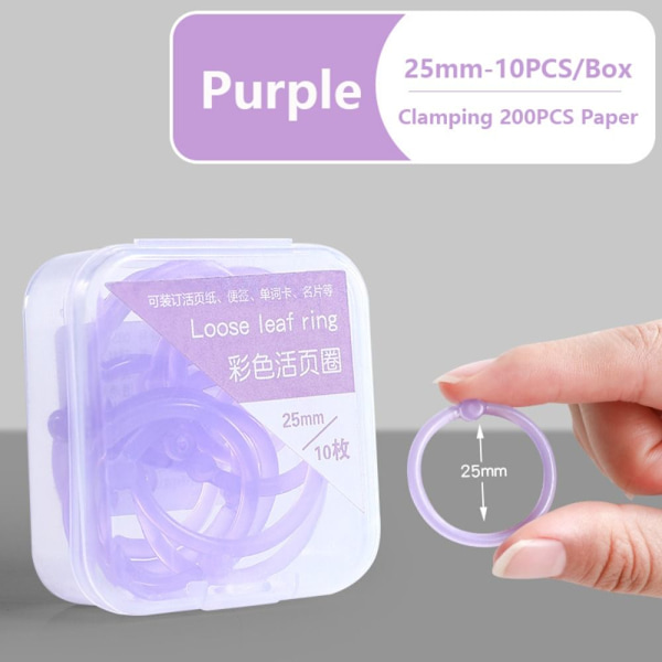 32 KPL rengaskansio Albumit ympyrä PUPURA 25MM-10KPL 25MM-10KPL Purple 25mm-10PCS-25mm-10PCS