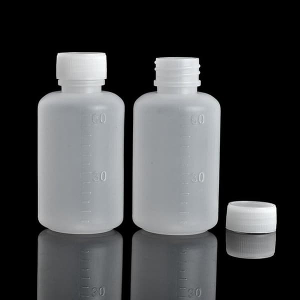 50 st Små Plastflaskor Provflaskor Graderat Lab