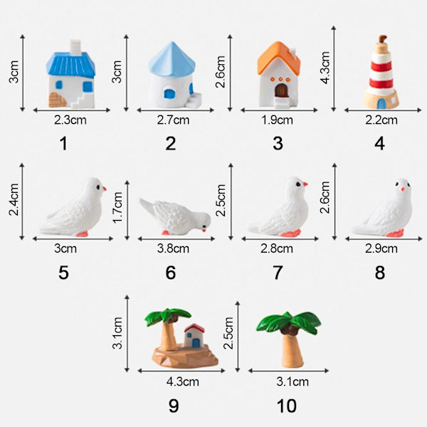 5 kpl Island Dove House Coconut Tree Micro Landscape 4 4 4