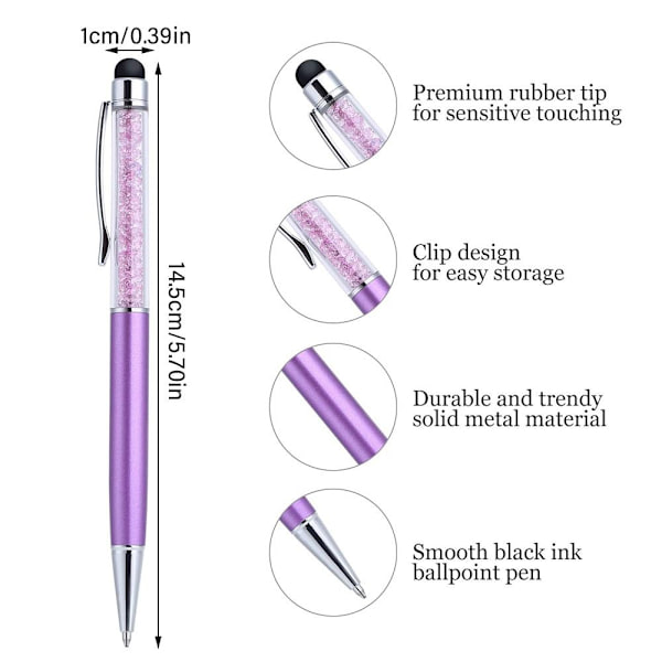 5 STK Kapacitiv Stylus Kuglepen SORT Black