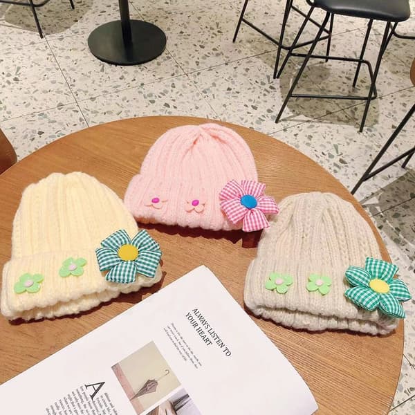Børnemanchetstrik Beanie strikkehue Hat GRÅ grey