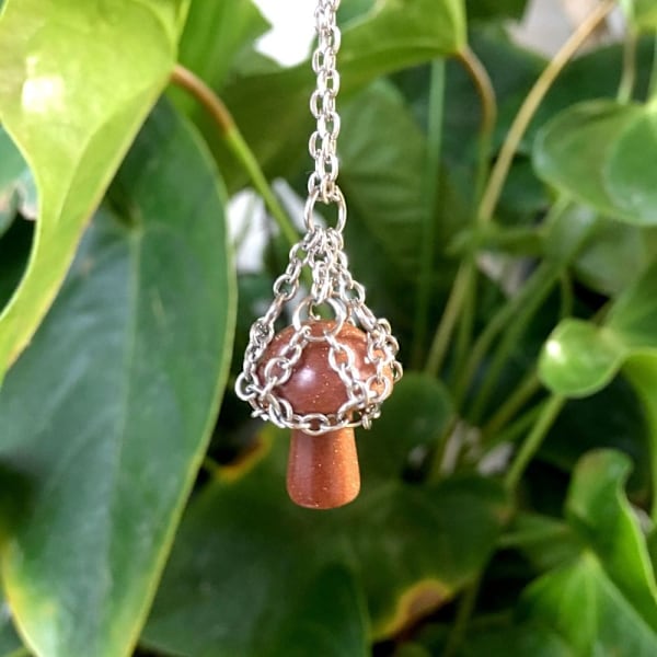 Crystal Holder Cage Necklace Crystal Net Metal Halsband TIGER Tiger Eye