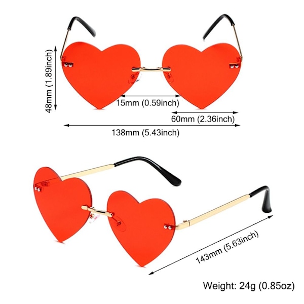 Rimless Heart Aurinkolasit Pink Hippie Aurinkolasit PUNAINEN Red