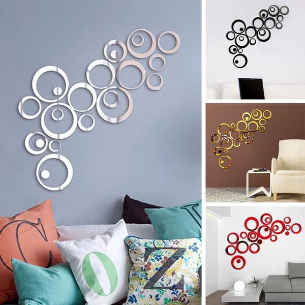 Art Mirror Effect Wall Sticker RØD Red