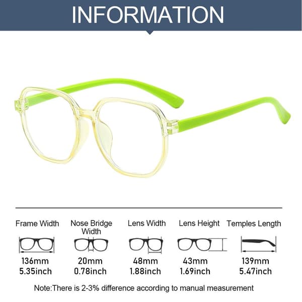 Lasten Anti-Blue Light Glasses Pyöreät silmälasit MUSTA Black