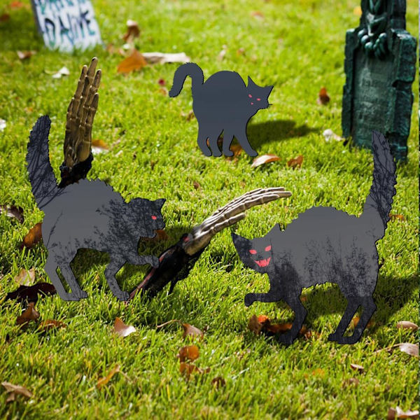 1 kpl / 3 kpl Black Cat Silhouette Stakes Halloween Scare Stakes A 1Pcs