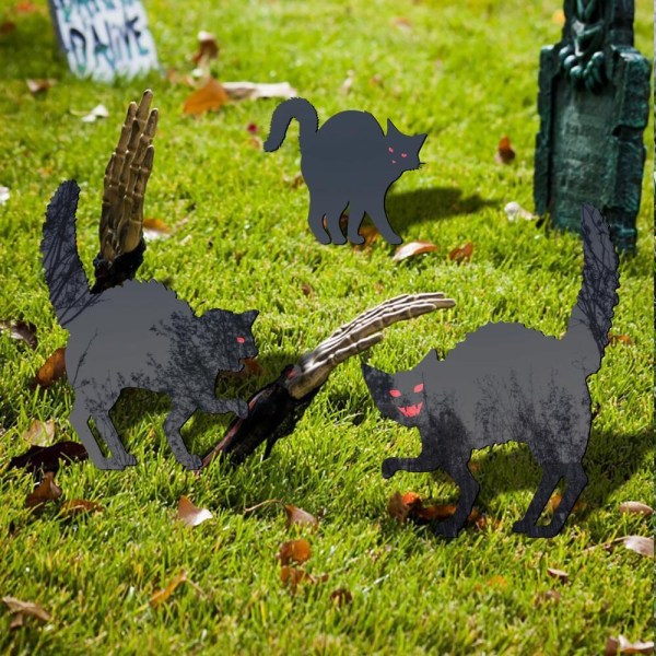 1 stk / 3 stk Black Cat Silhouette Stakes Halloween Scare Stakes A 1Pcs