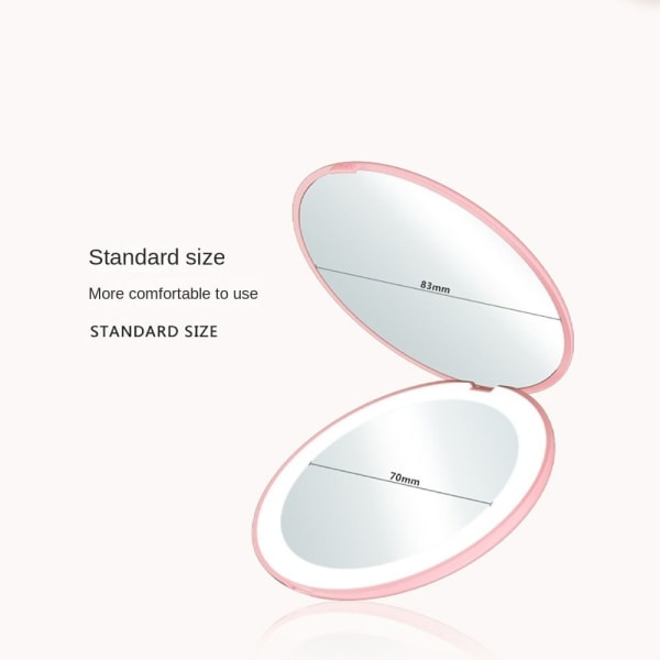 Led Makeup Mirror Kompakt Speil SVART 2X 2X BLACK 2X-2X