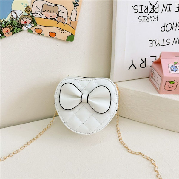 Piger Crossbody taske Børnehjerte håndtasker HVID white