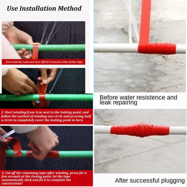 Reparation av vattenrör Tejp Tätning Limning Tool 1PC-RED-3 METER 1PC-red-3 meter