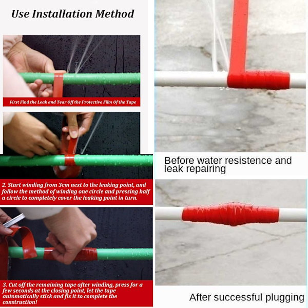 Vannrør reparasjon Tape Forsegling Liming Tool 1 STK-HVIT-3 METER 1PC-white-3 meter