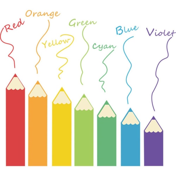 7 ark Farverige blyanter Vægoverføringsbilleder Akvarelblyanter