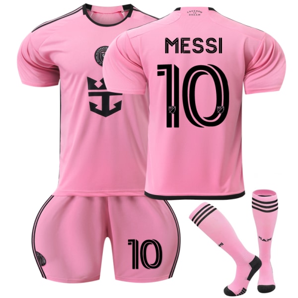 2024 Inter Miami CF hemmafotbollströja med strumpor för barn nr 10 Messi 16