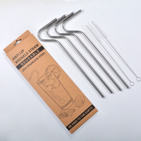 3/6STK Anti Rynkehalm Drikkesugerrør SØLV 6STK 6STK silver 6pcs-6pcs