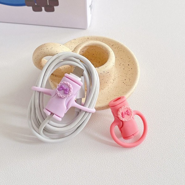 Data Cable Protector Silikon Data Cable Winder PINK Pink