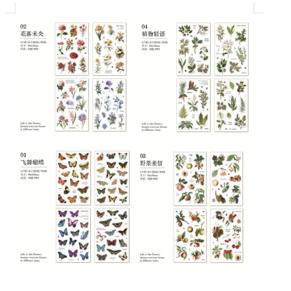 32Sheets Tarrat Kukka Tarrat Kasvit Tarrat