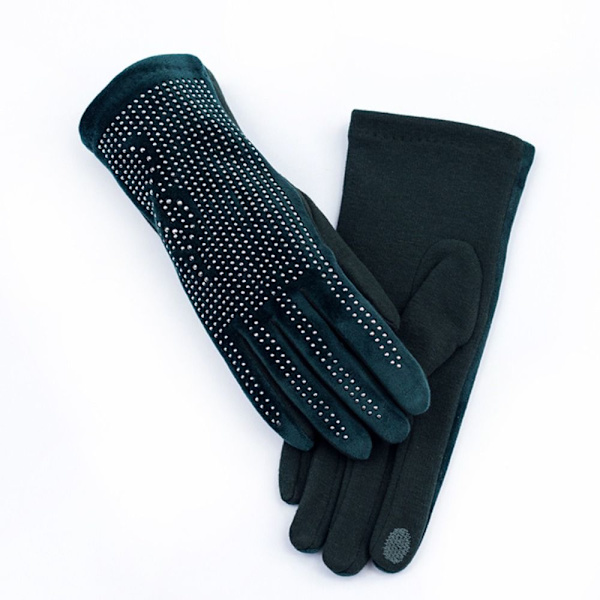 Rhinestone Gloves Warm Gloves MØRKEGRØNN MØRKEGRØNN dark green