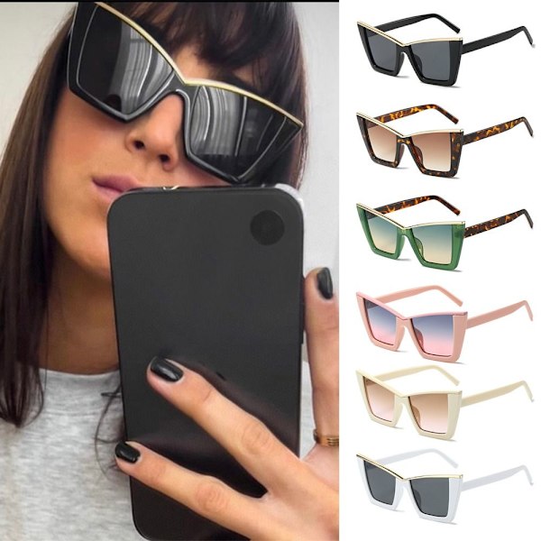Kvinder Cat Eye solbriller Oversize skærme SORT Black