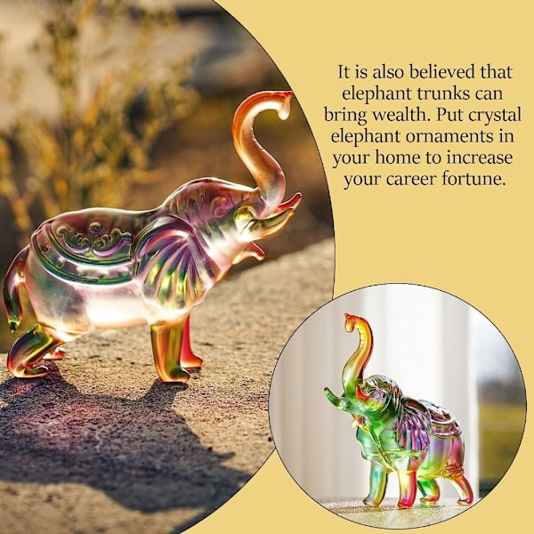 Crystal Thai Elephant Statue AB Fargerik elefantdekorasjon