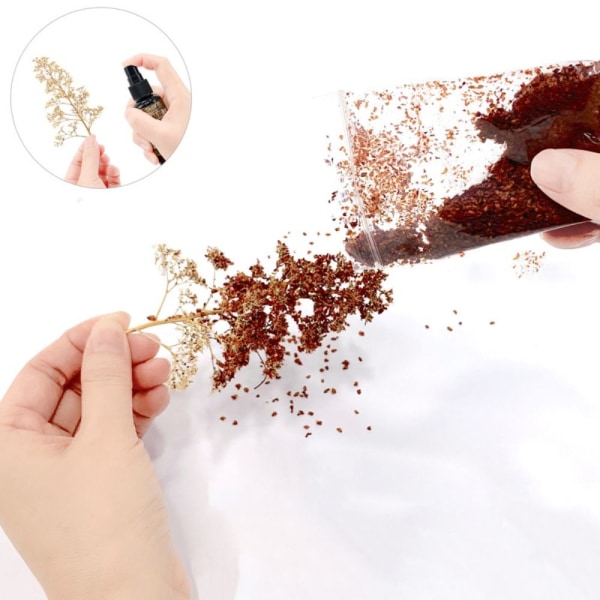 35ml/pose Simulation Mini Leaves Miniature Static Leaf BRUN brown