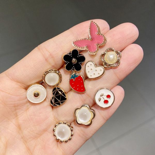 Knapp Brosje Perle Rhinestone Button 06 06 06