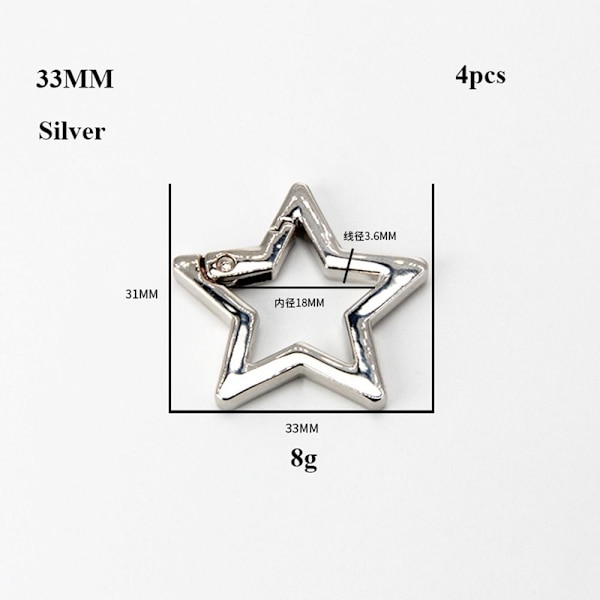 4st Spring Ring Spännen Karbinhake Handväskor SILVER Silver 33x31mmwithout ear-without ear