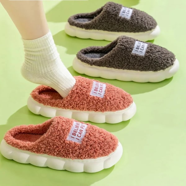 Fuffy Fur Tofflor Plysch Flat Tofflor GRÅ 40-41 Grey 40-41