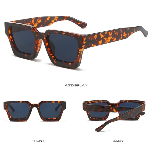 Tykke firkantede solbriller rektangelskjermer LEOPARD-SORT Leopard-Black