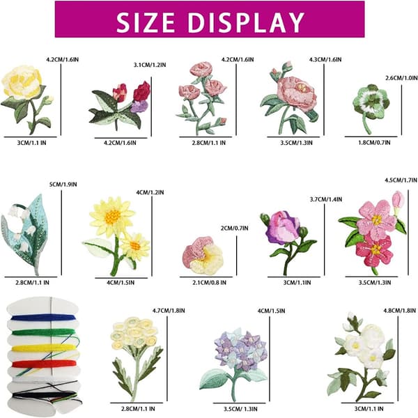 Mini Blomster Strygemærker Broderede Mærker