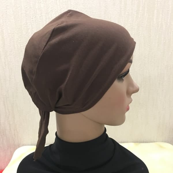 Kvinnor Under Scarf Hijab Bonnet Cap KAFFE Coffee