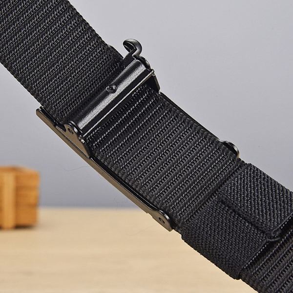 Nylon flettet bælte automatisk spænde linning SORT black